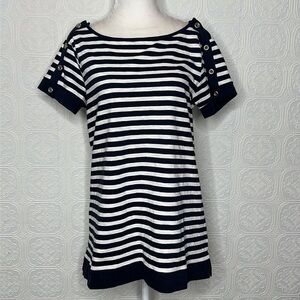 Banana Republic | Woman’s Short Sleeve Blue & White Horizontal, Striped …